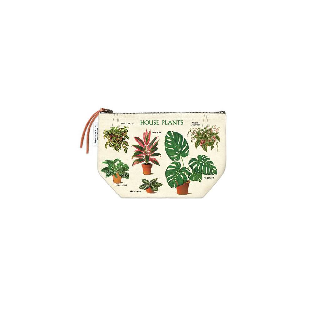 Fashion Accessories, Cavallini, Pouch, Art & School, Unisex, Vintage, Zipper, House Plants, 572192